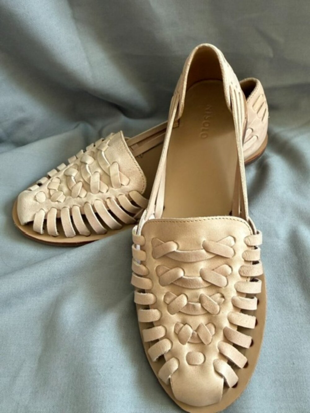 Nisolo Huarache Woven Leather Flats Cream (Size 8)